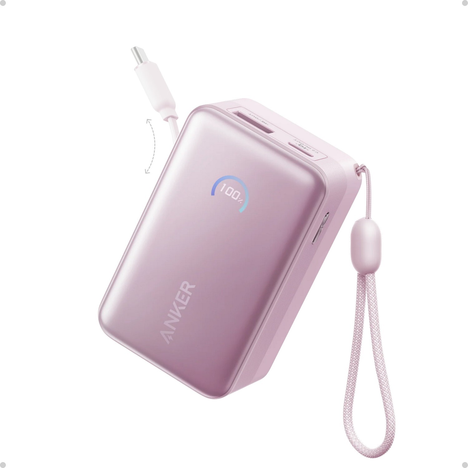 Anker Nano Power Bank (10K, 45W, Built-In Retractable USB-C Cable) - A1638