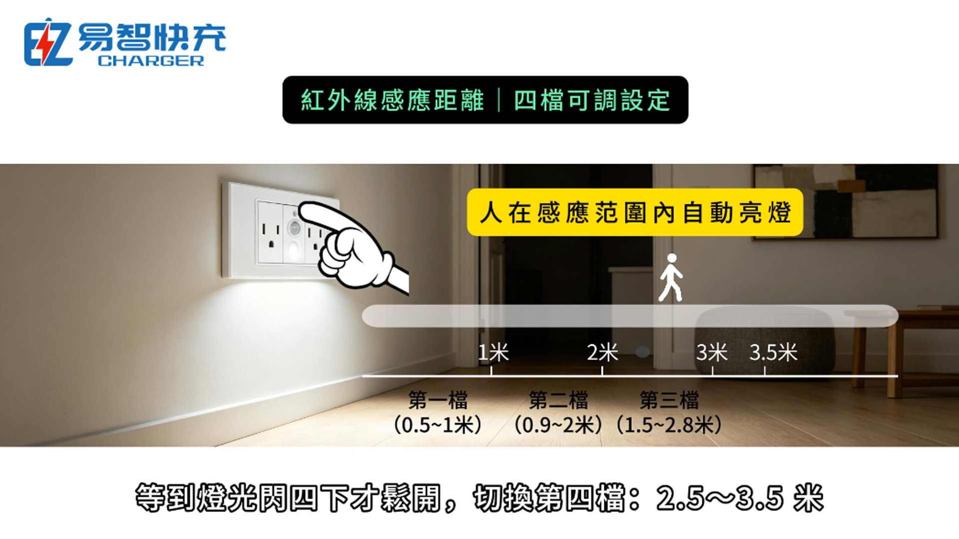 小夜燈 紅外線感應 可調距離小夜燈
