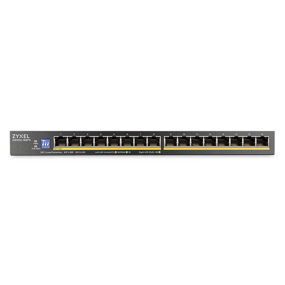 公司貨 Zyxel GS1100-16EPS 16 埠 Gigabit 無網管型 PoE 纖薄網路交換器 交換器