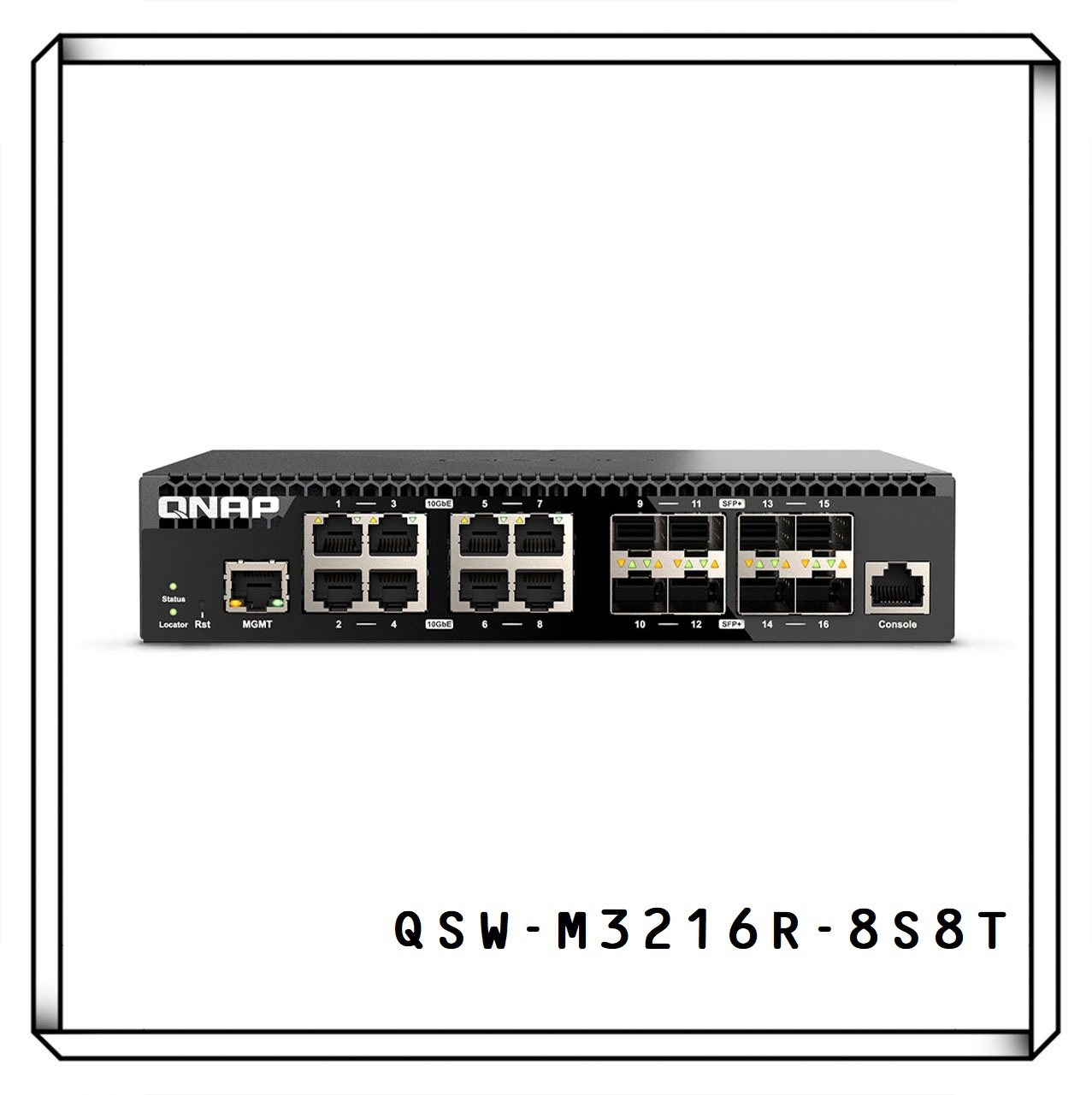 QNAP威聯通 QSW-M3216R-8S8T 半機架寬 16 埠全 10GbE L2 Web 管理型交換器