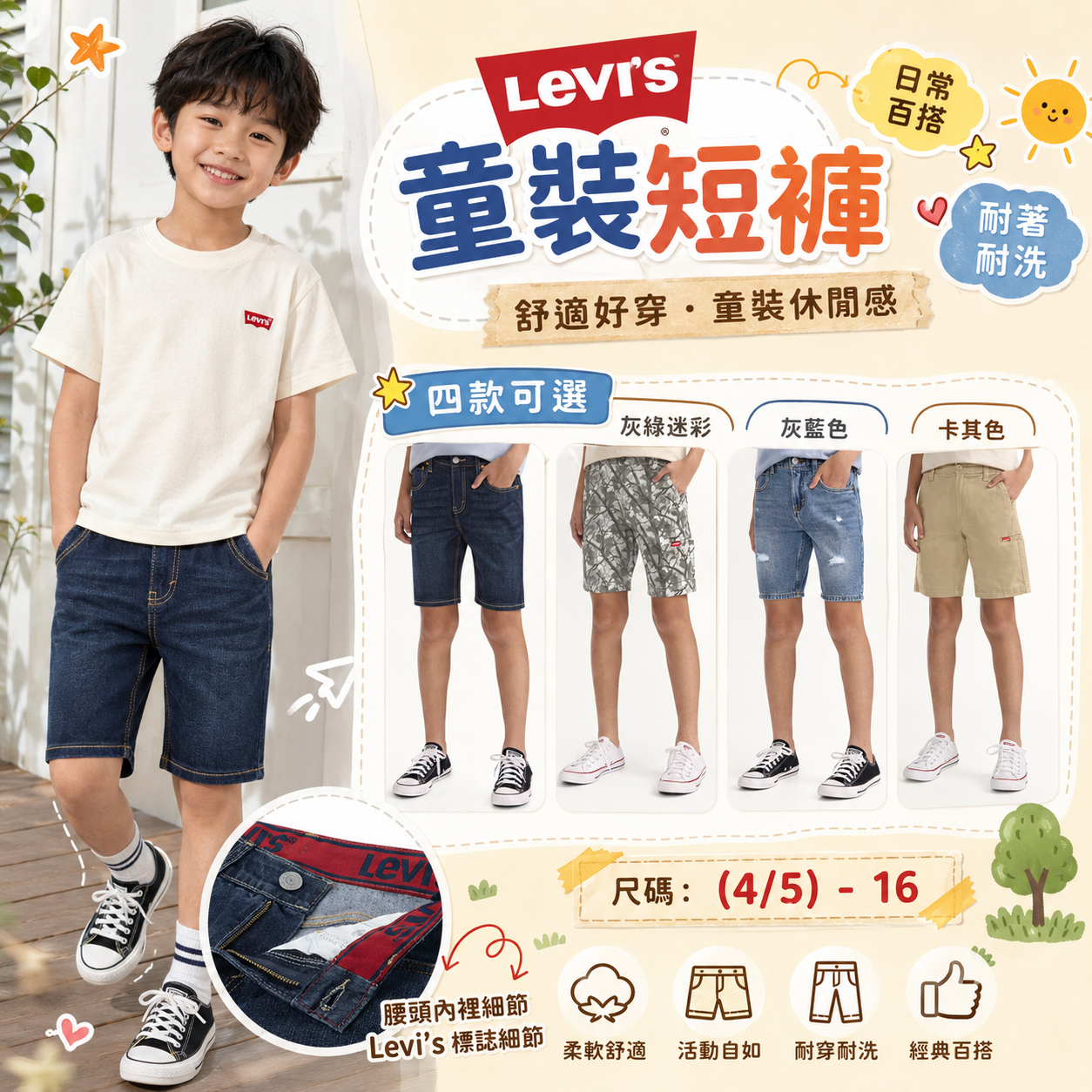 【預購】Levi's H081403 511 童裝牛仔短褲