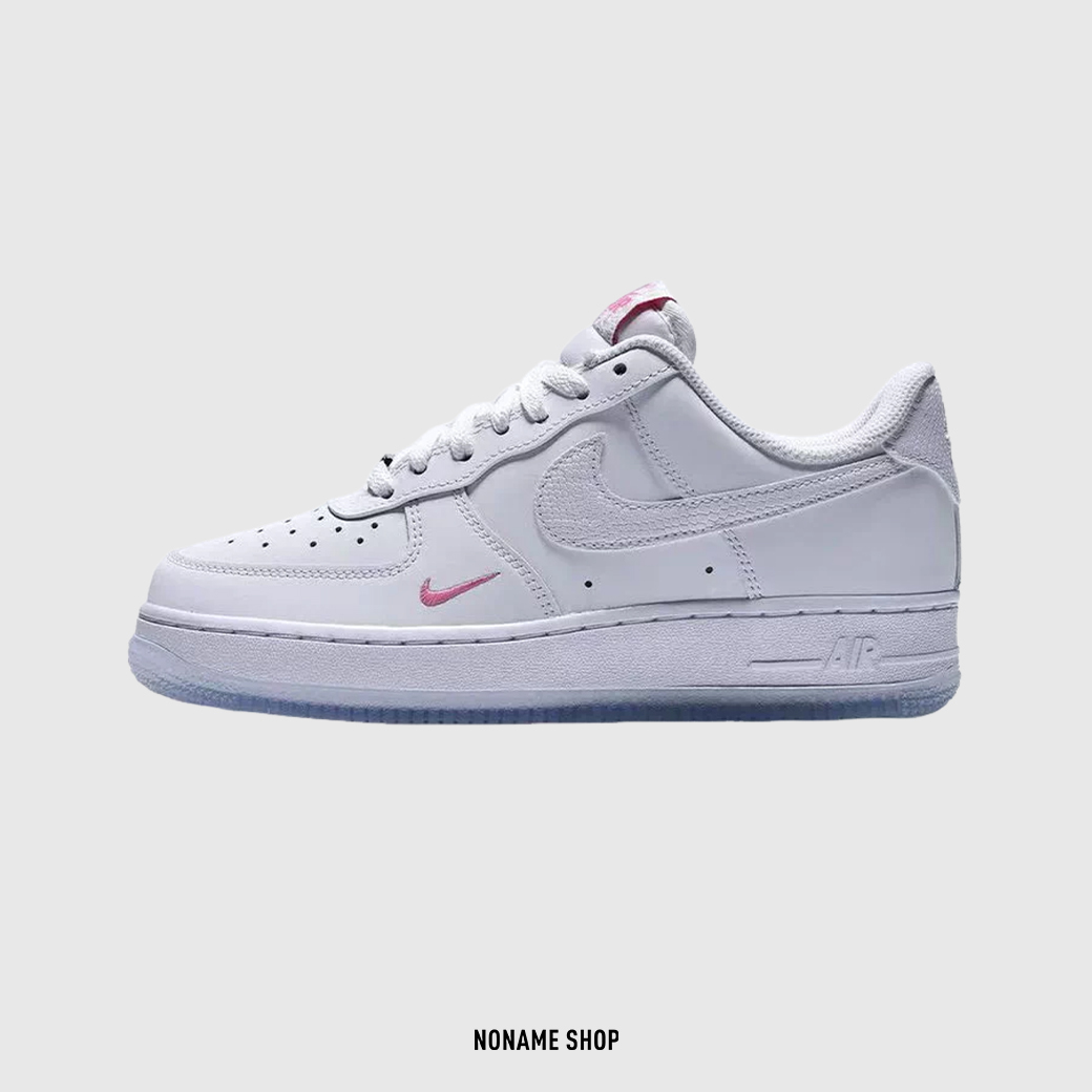 NIKE AIR FORCE 1 07 斑點 蛇紋 果凍底 粉色 刺繡 小勾 吊飾 白粉 (女款)