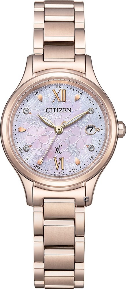 萬年鐘錶 - Citizen 星辰錶  XC   櫻花限定款鈦金屬光動能電波女錶 ES9498-77N 錶徑27MM
