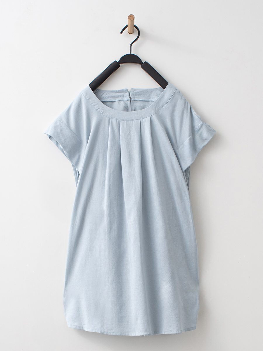 日系清新前壓褶棉麻感寬鬆上衣