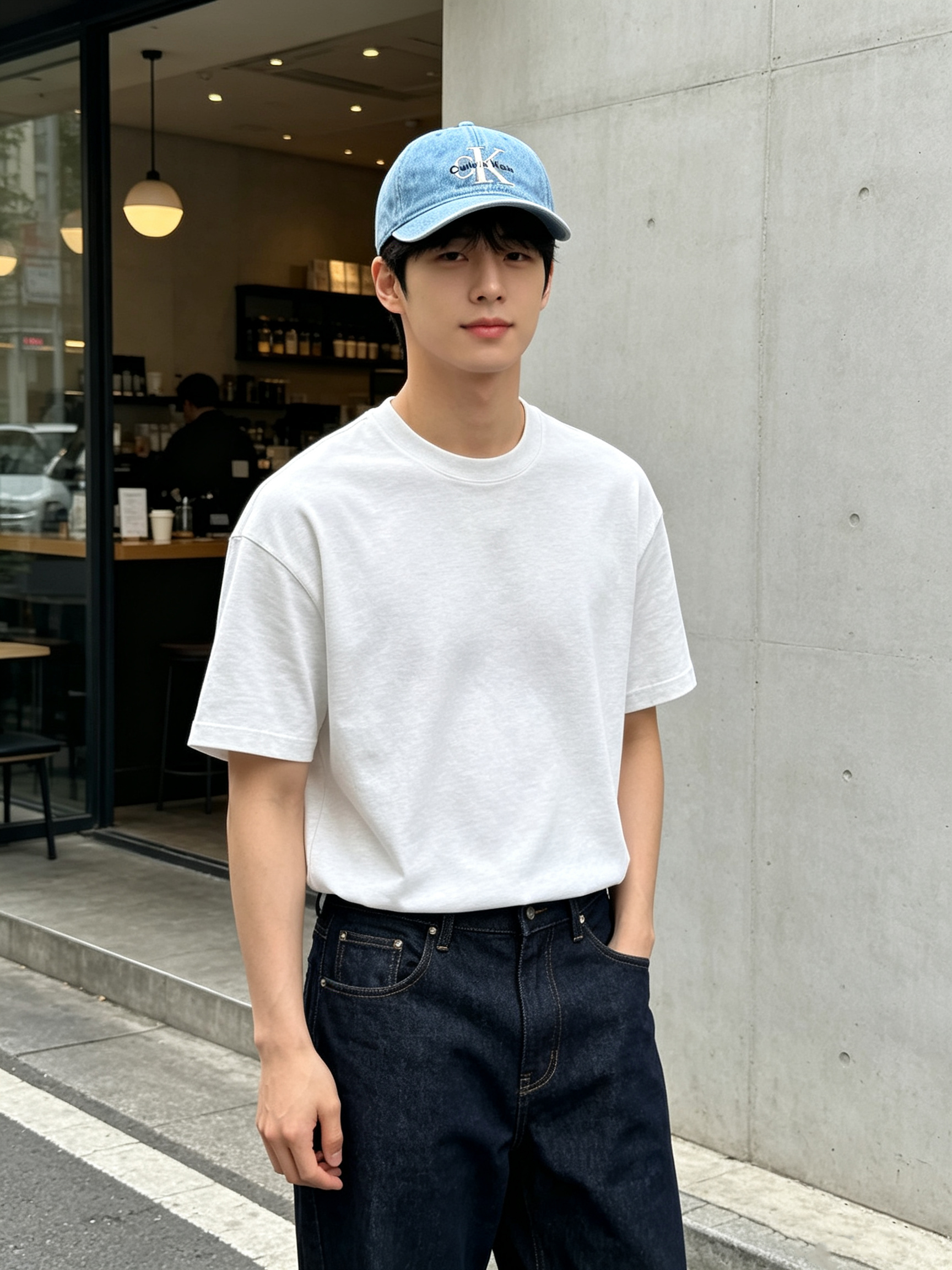 Calvin Klein Jeans Monogram 藍色單寧棒球帽 (LV04G5007G)