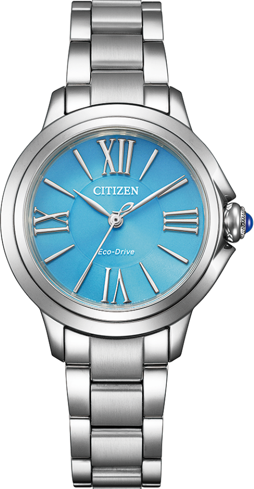 萬年鐘錶 - Citizen 星辰錶  L系列  水藍羅馬數字光動能女錶 EM1161-55L 錶徑 30.3MM