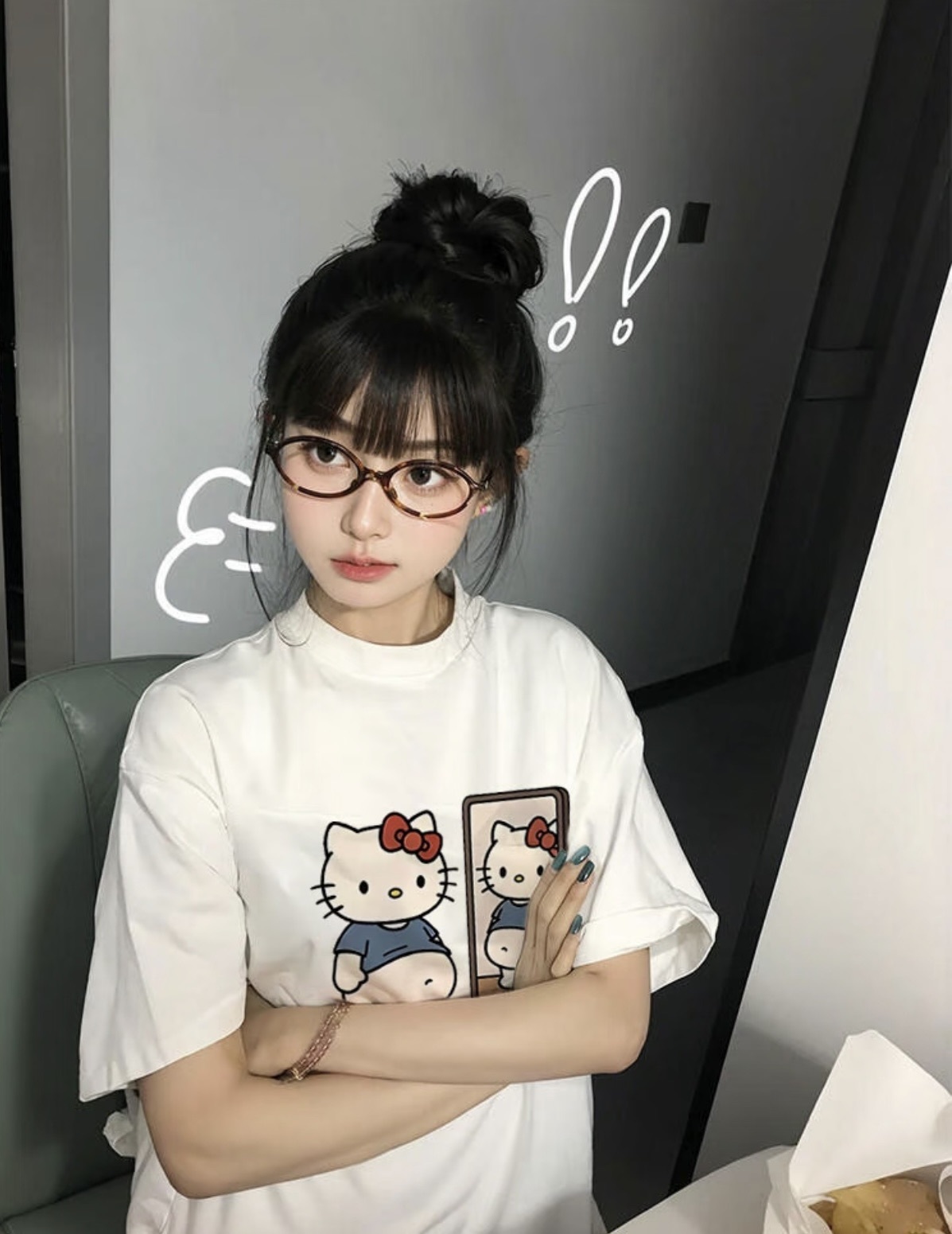 DREW美式 胖胖KITTY 孕肚KITTY 圓領TEE