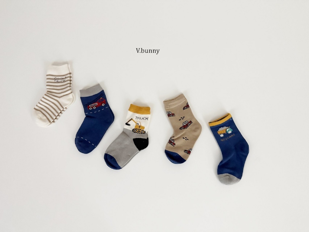 正韓秋Vbunny 車車條文襪(五入)