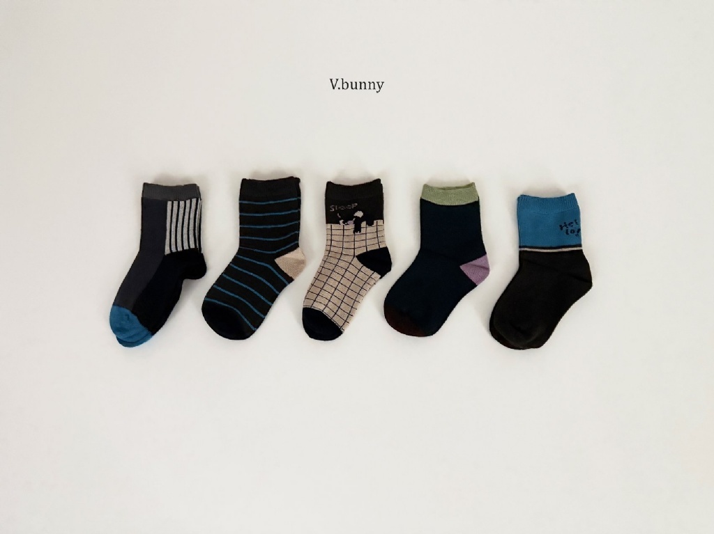 正韓秋Vbunny 復古咖色襪(五入)