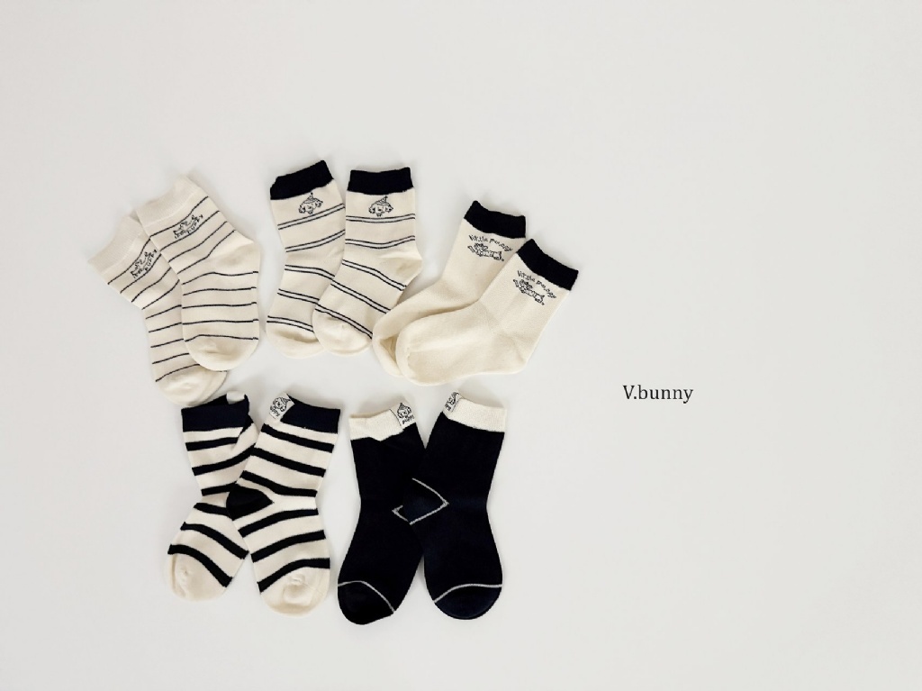 正韓秋Vbunny 派對狗狗條文襪(五入)