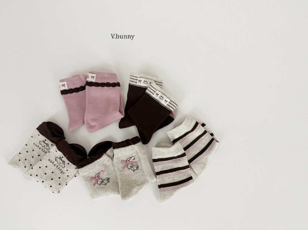 正韓秋Vbunny 粉色系狗狗襪(五入)