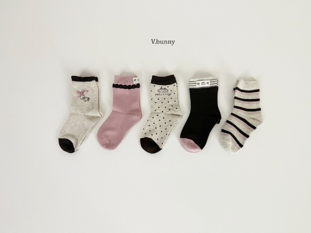 正韓秋Vbunny 粉色系狗狗襪(五入)