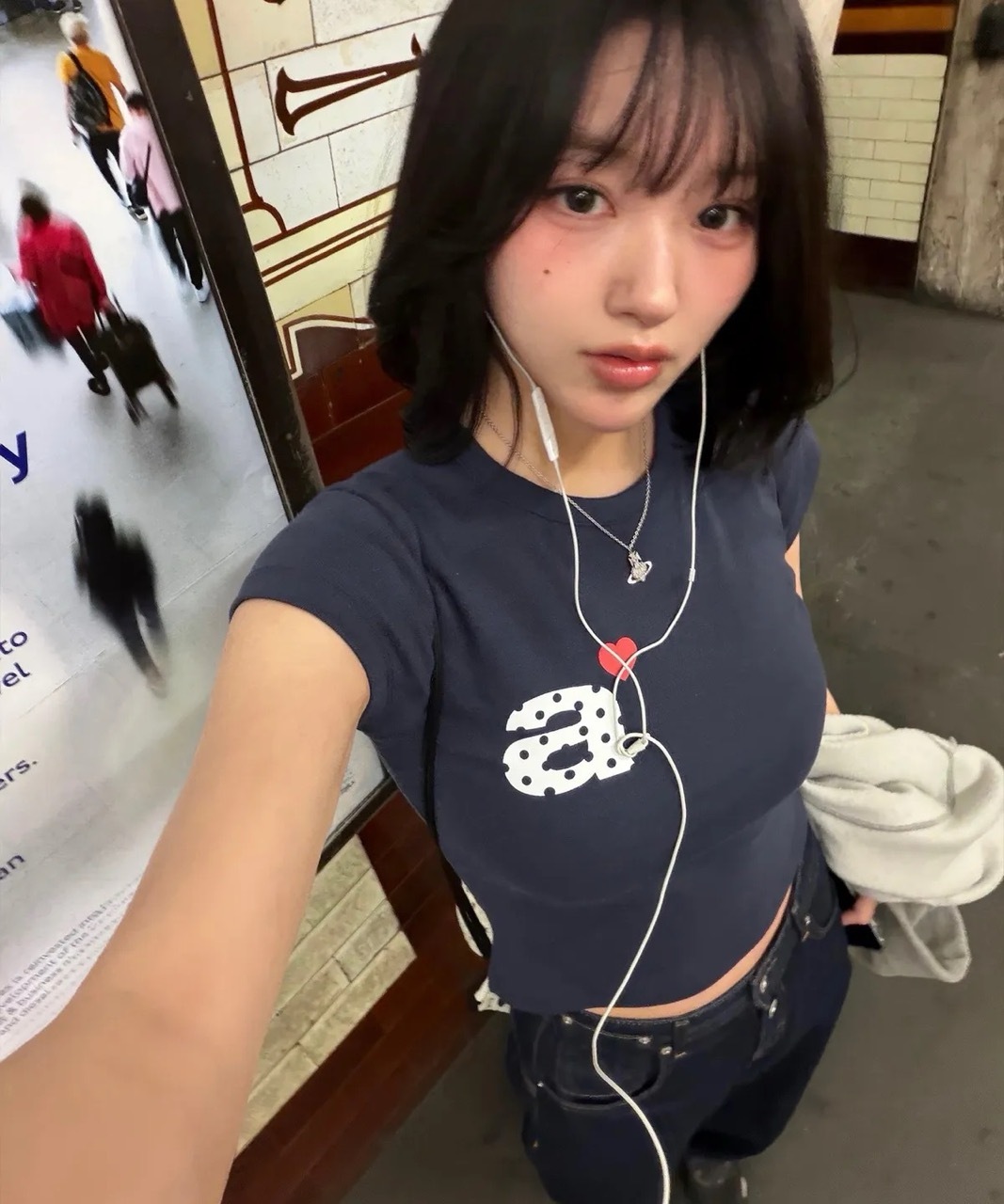 🇰🇷 aeae DOT SMALL LETTER TEE 波點字母LOGO 短版 短T 短袖 / 預購