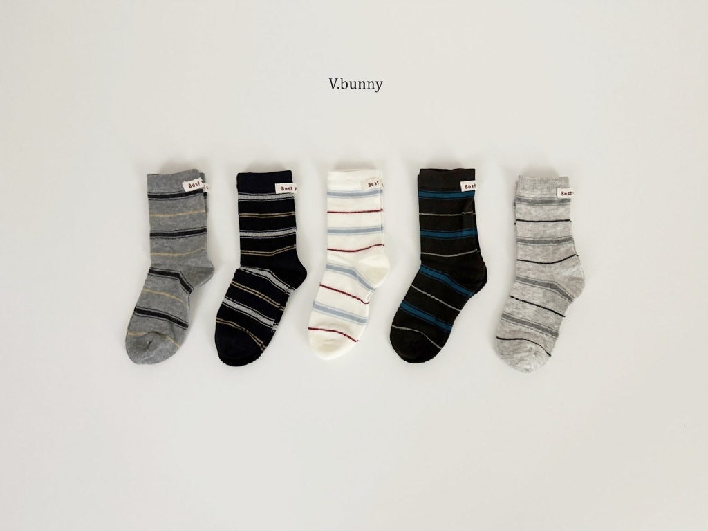 正韓秋Vbunny 日常必備無印條文襪(五入)