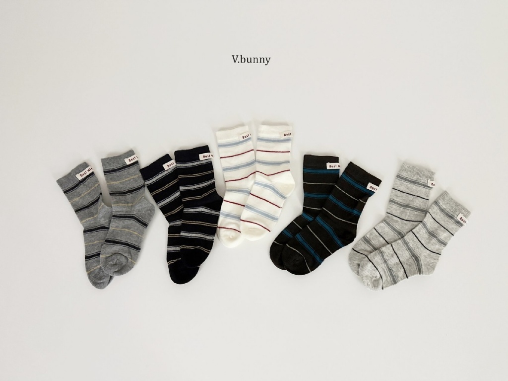 正韓秋Vbunny 日常必備無印條文襪(五入)