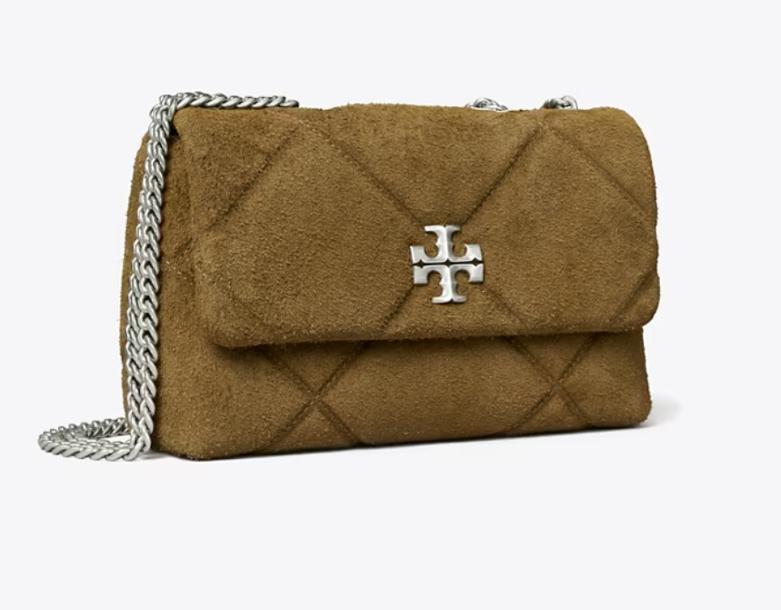 【預購】Tory Burch H0814106 Kira Diamond Quilt 麂皮肩背包 (深綠色)