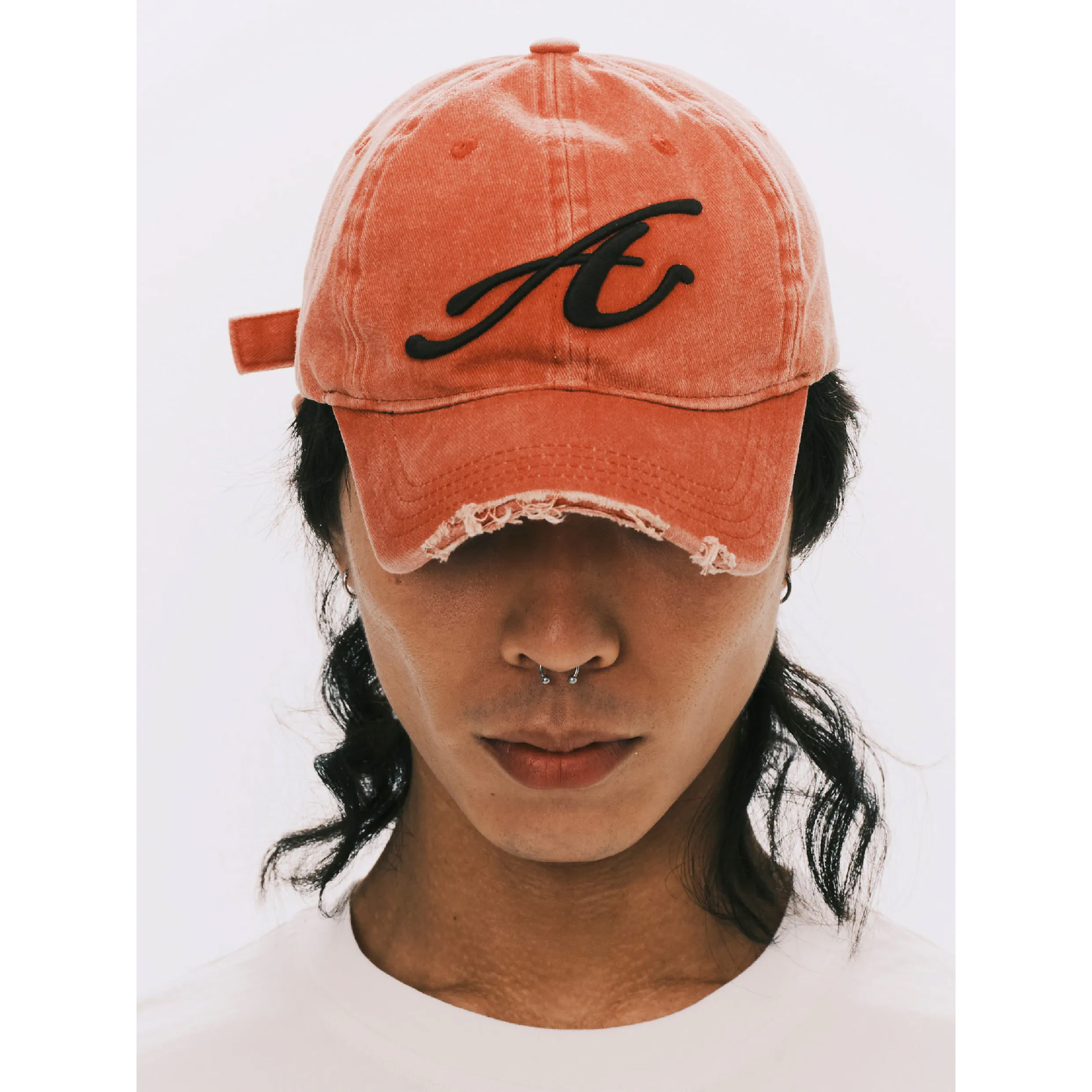 ANOWHEREMAN Raw Edge Baseball Cap - Red