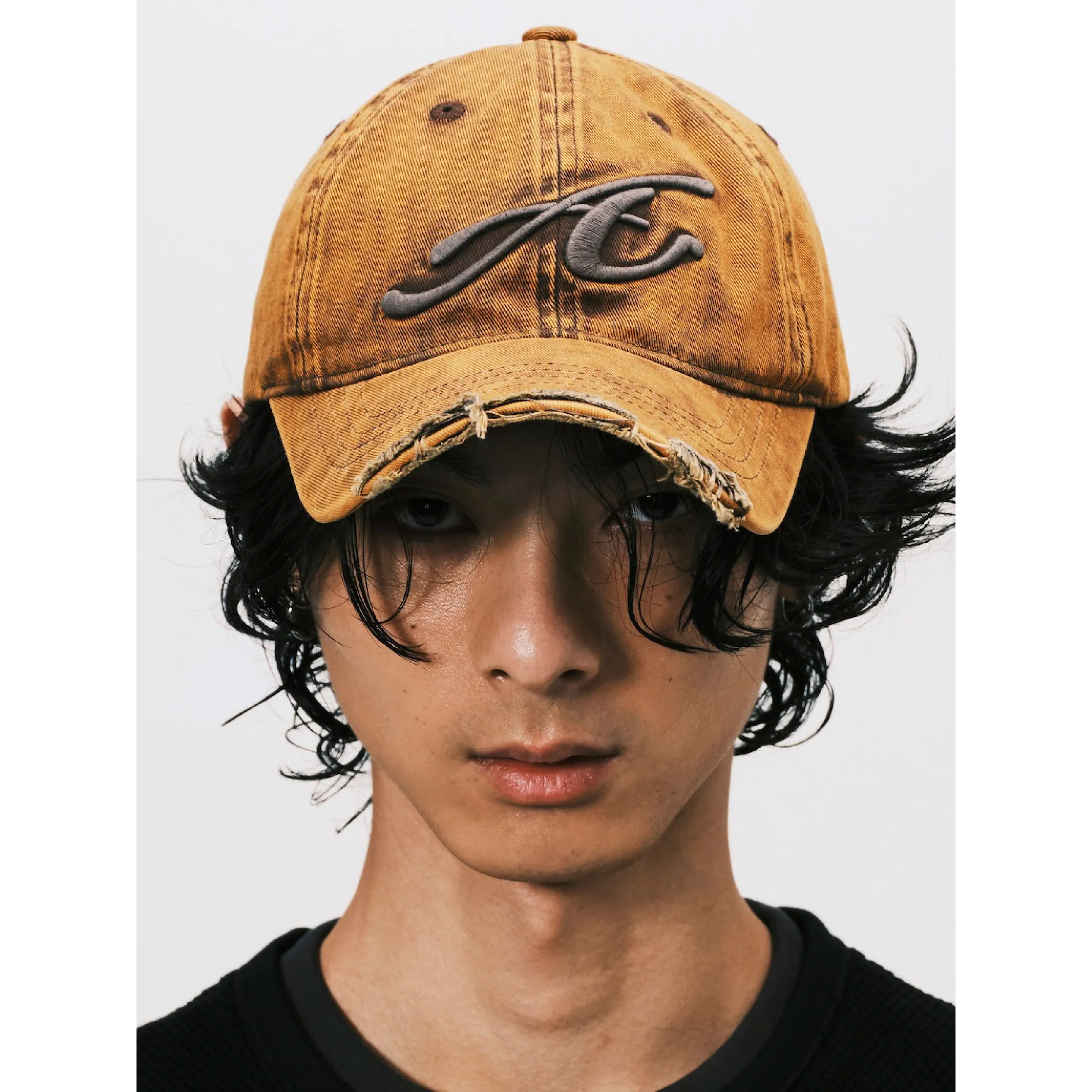 ANOWHEREMAN Raw Edge Baseball Cap - Orange