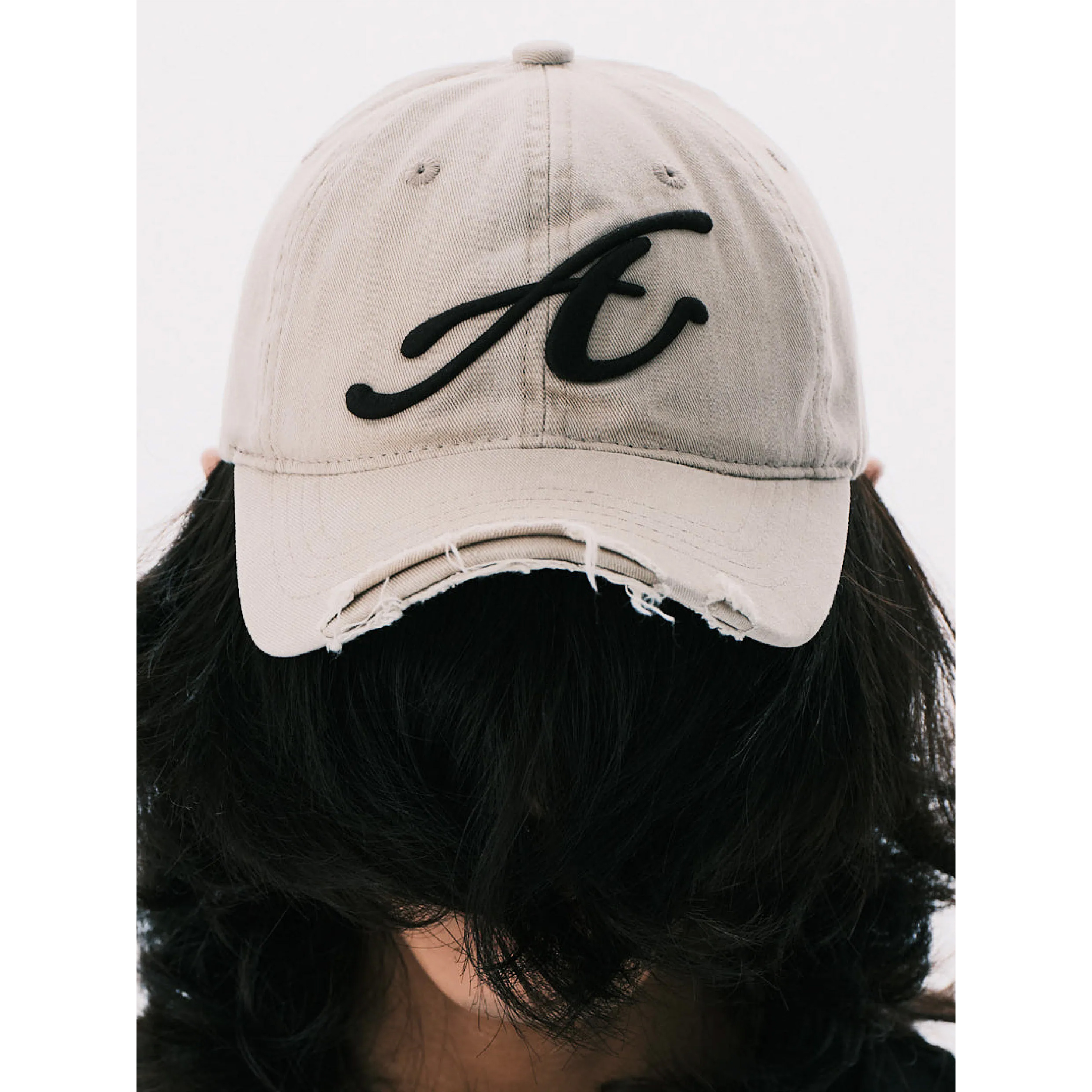 ANOWHEREMAN Raw Edge Baseball Cap - Beige