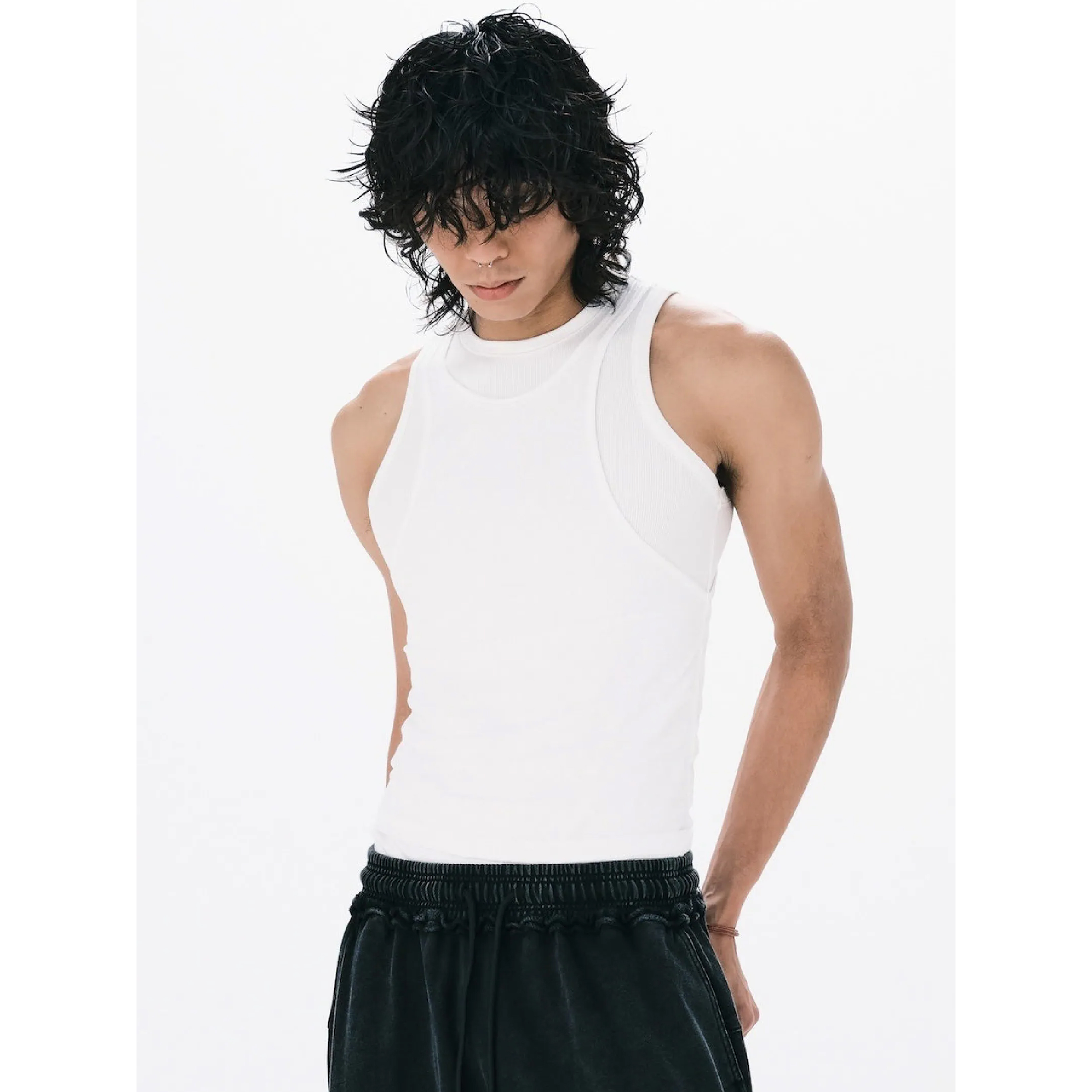 ANOWHEREMAN Double Layers Tank Top