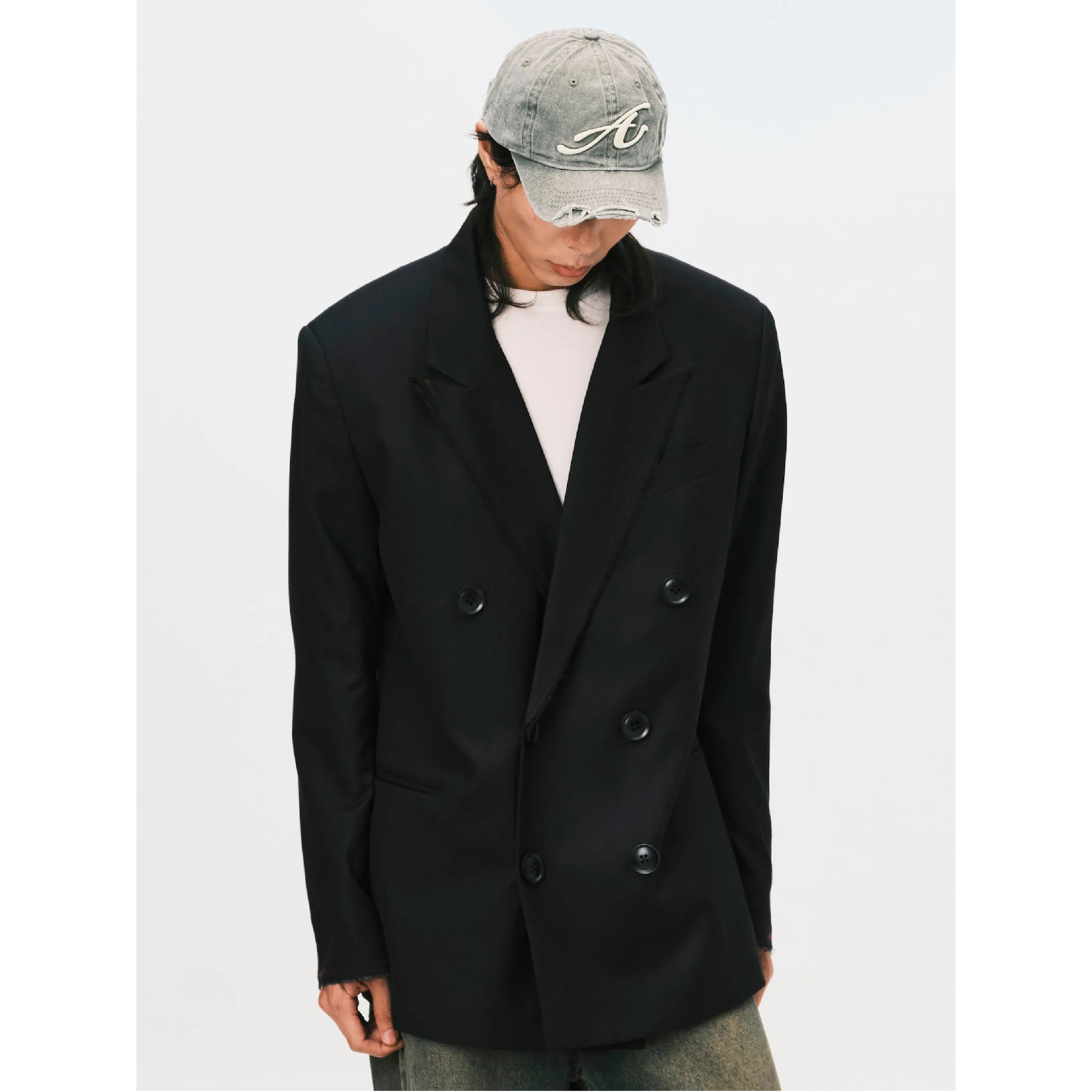 ANOWHEREMAN Double Breasted Suit Jacket