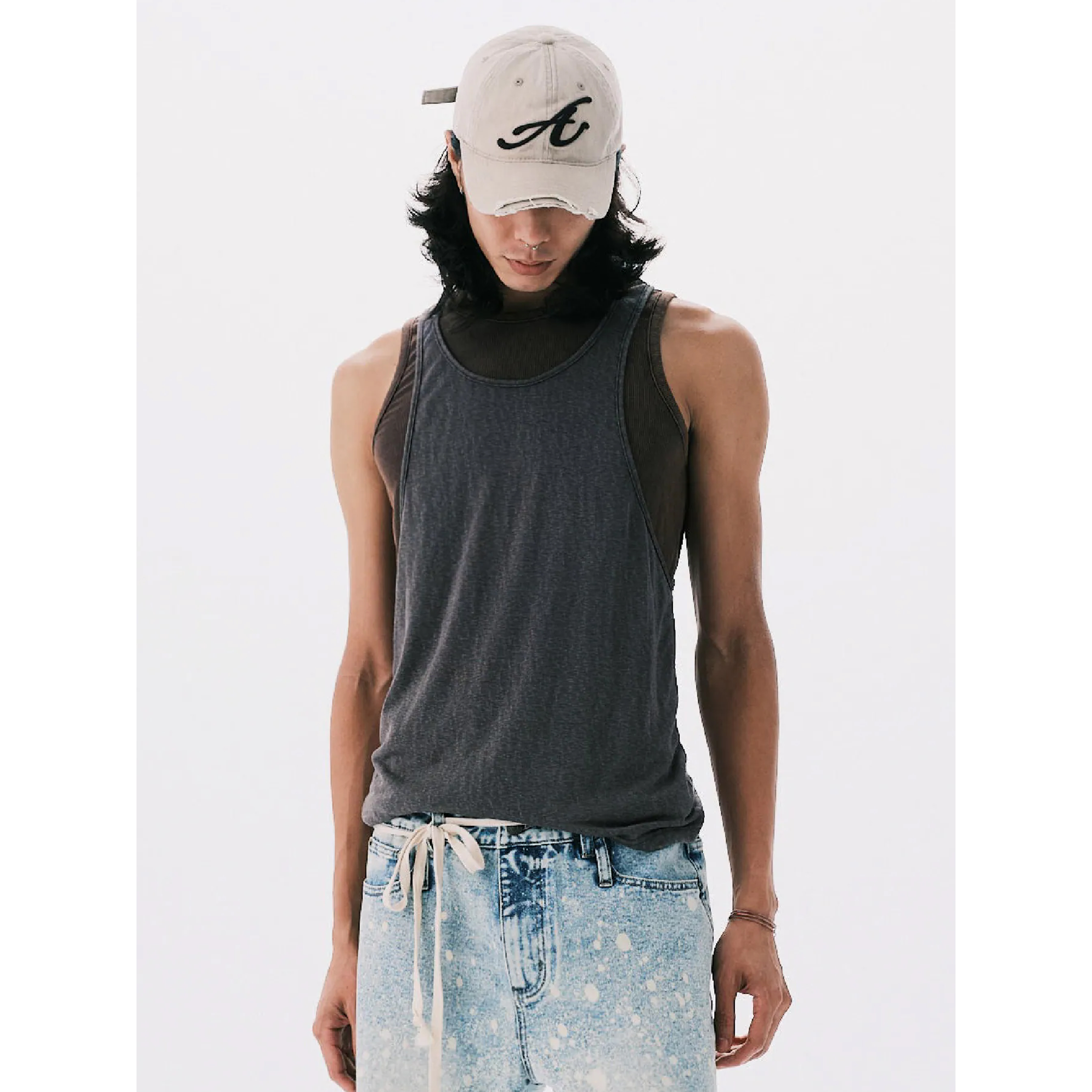 ANOWHEREMAN Double Layers Tank Top