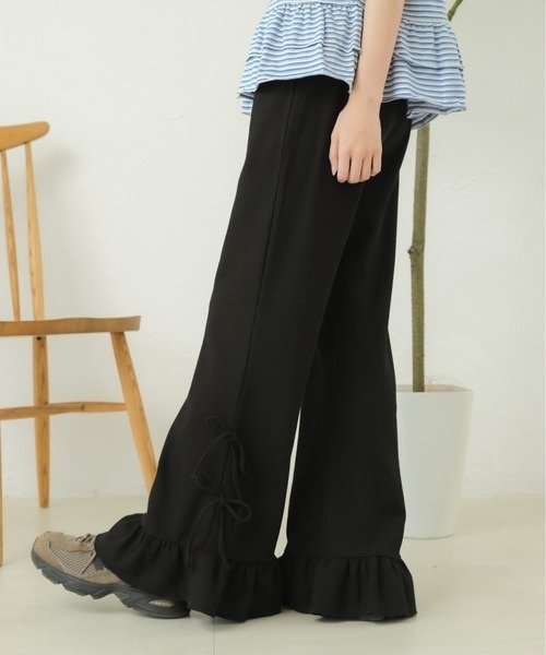 kutir / Ribbon Frill Waffle Flare Pants