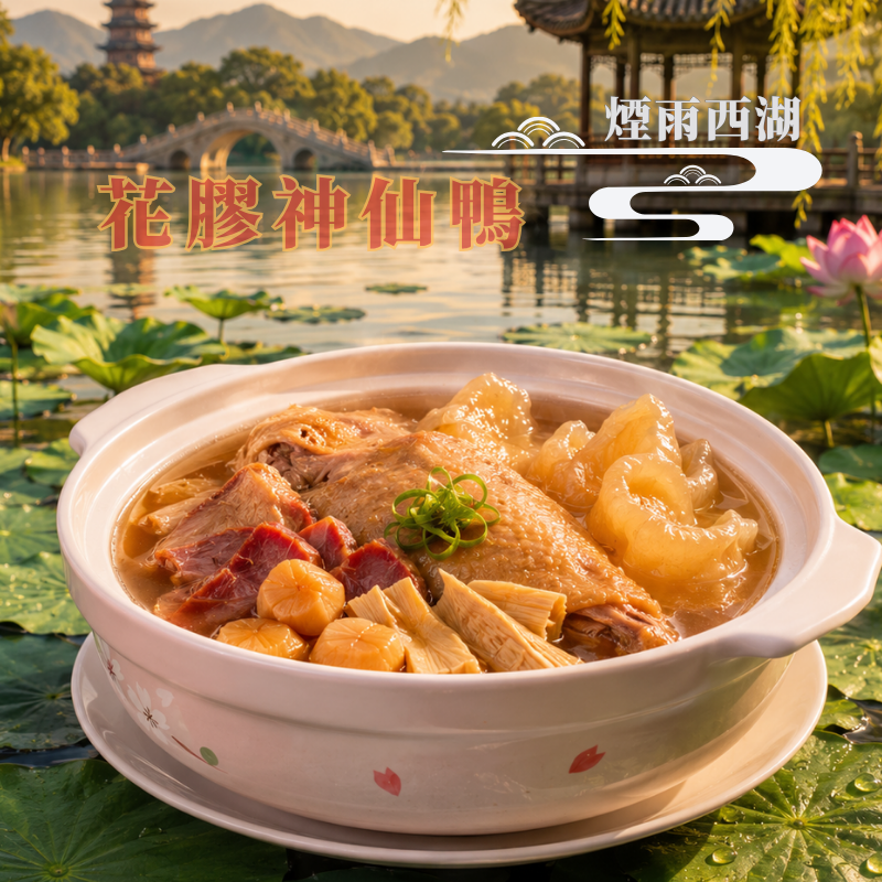 煙雨西湖｜杭州花膠神仙鴨
