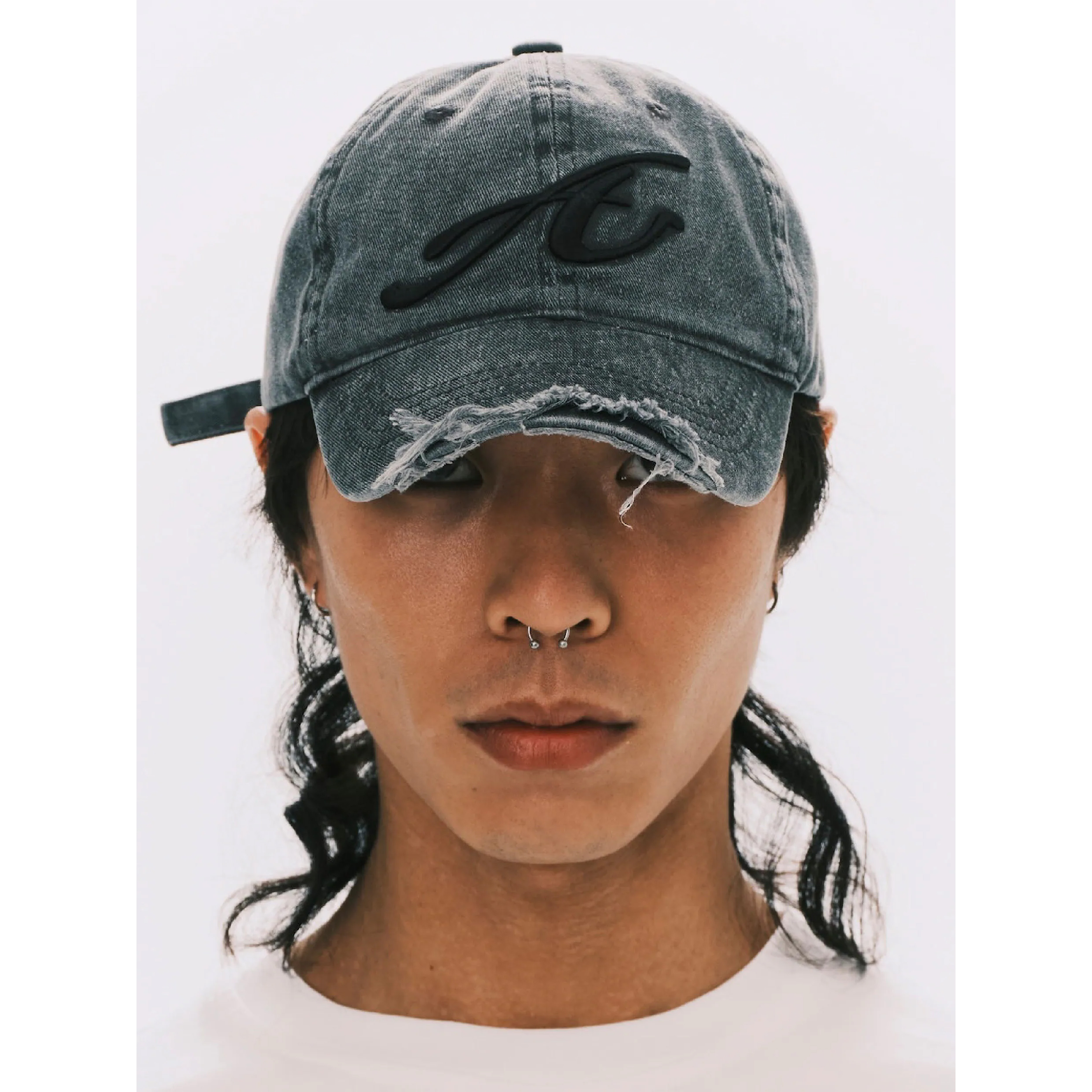 ANOWHEREMAN Raw Edge Baseball Cap - Grey