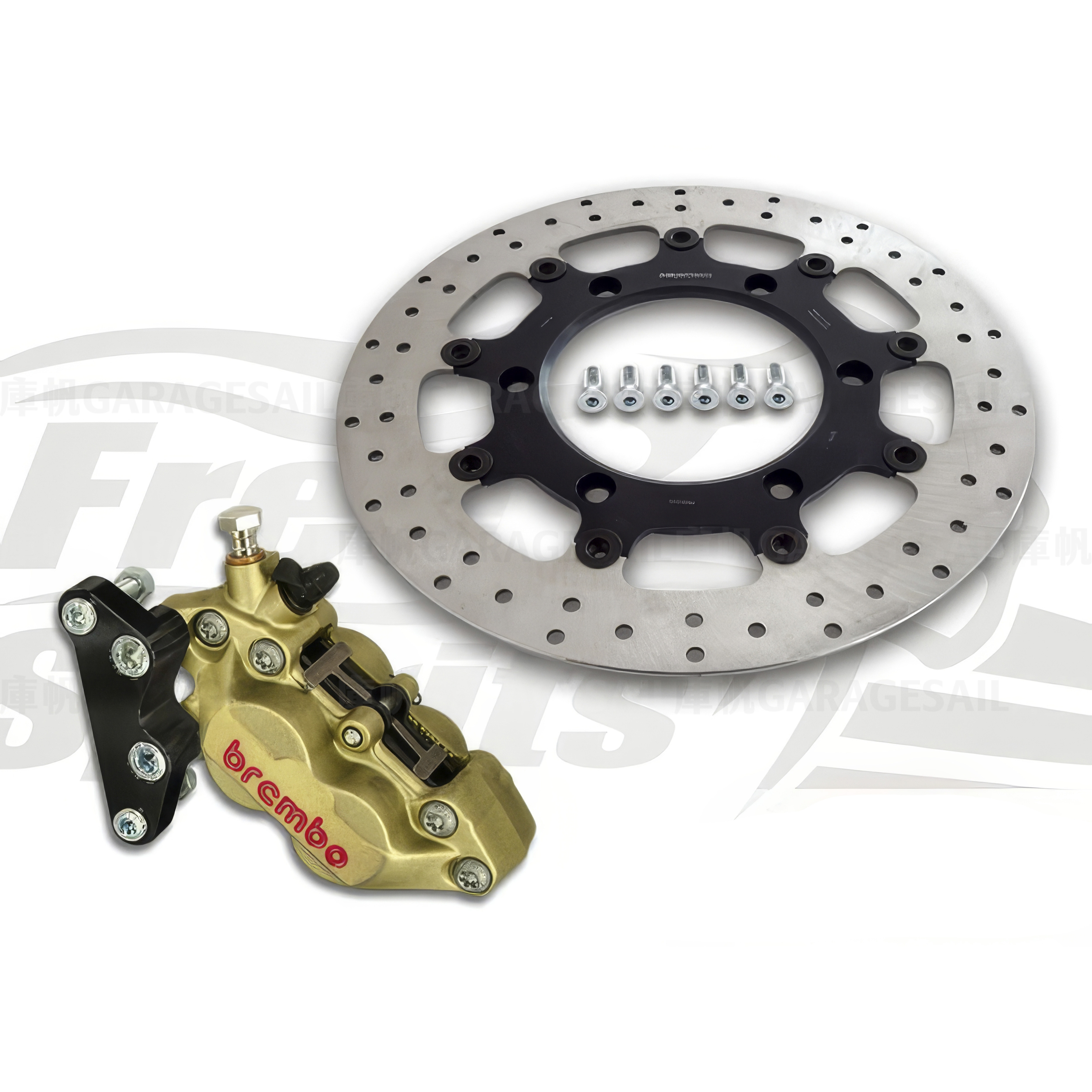 Free Spirits 氣冷凱旋 鋼絲框 專用 Brembo 前單卡鉗+碟盤套件