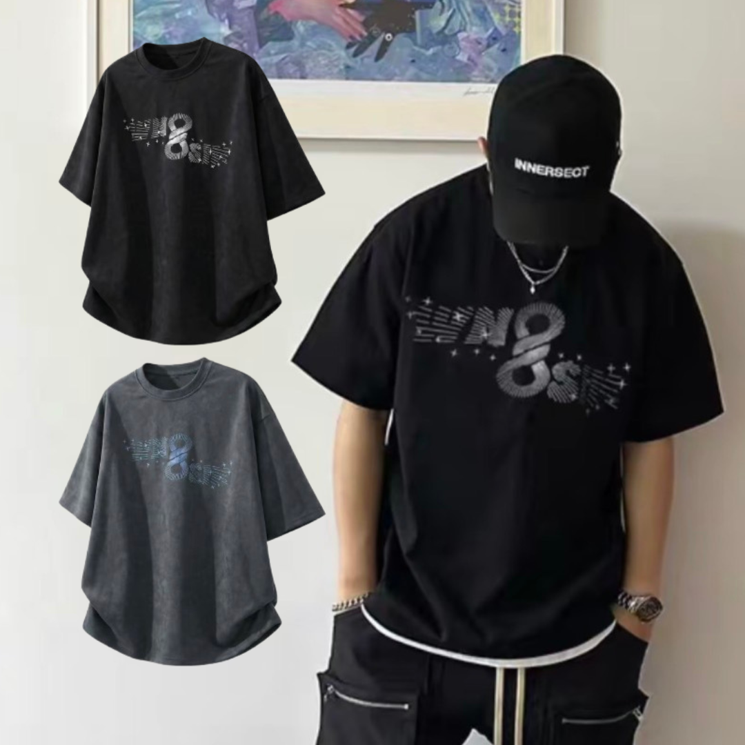 美式絨布字母印花短踢 OT7258