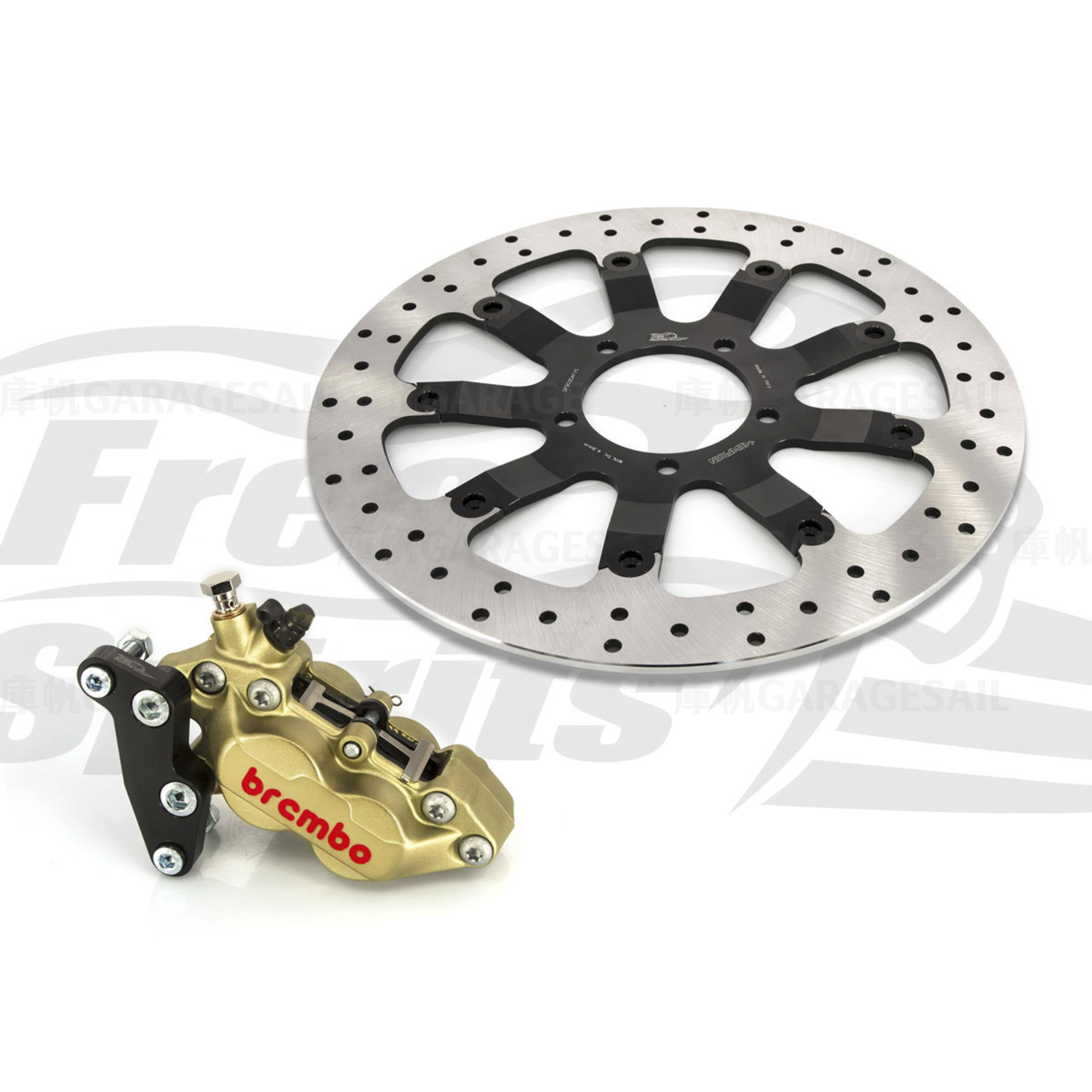 Free Spirits Bolt-in Upgrade braking kit for Triumph Bobber, Street Scrambler & Bonneville T100 (4p. caliper & rotor diam. 340 mm)