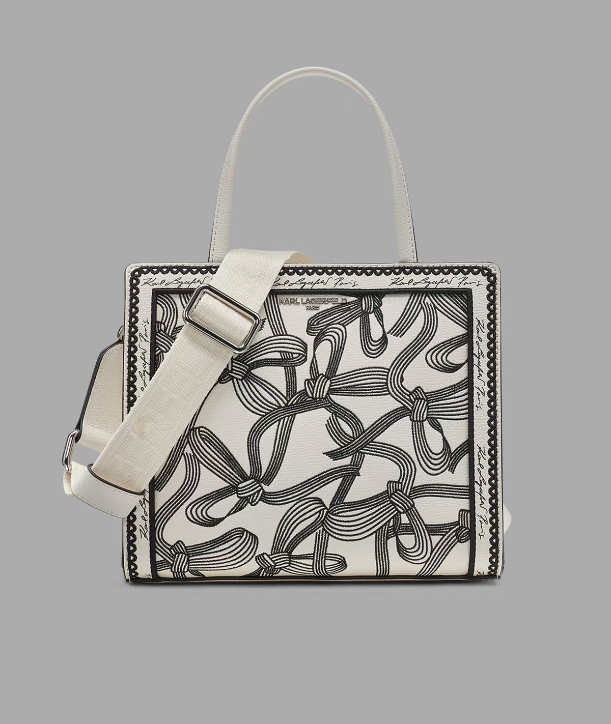 【預購】KARL LAGERFELD PARIS H0814150 Maybelle 蝴蝶結印花手提包