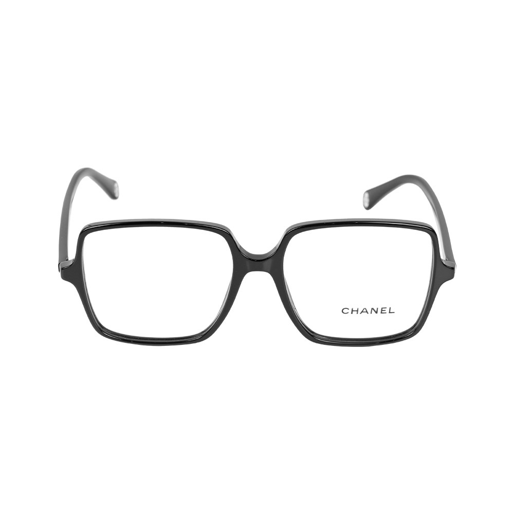 【CHANEL】金字Logo 大方框眼鏡 53/55mm (黑色)