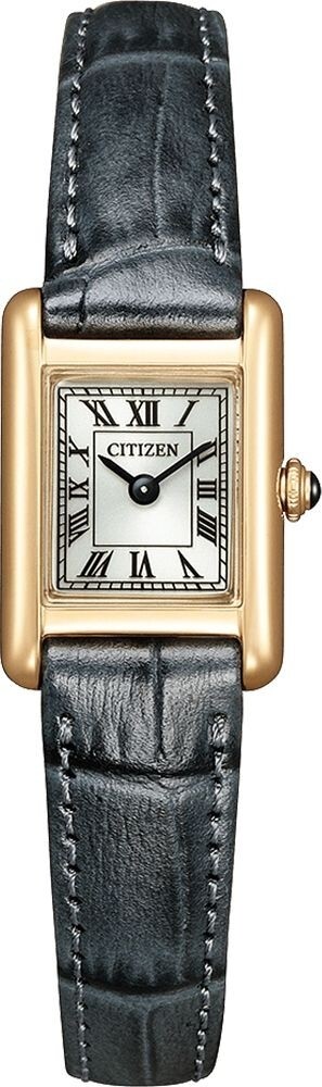 萬年鐘錶 - Citizen 星辰錶 限量方形復古光動能黑色皮帶女錶 EG2799-18W 錶徑17.5MM