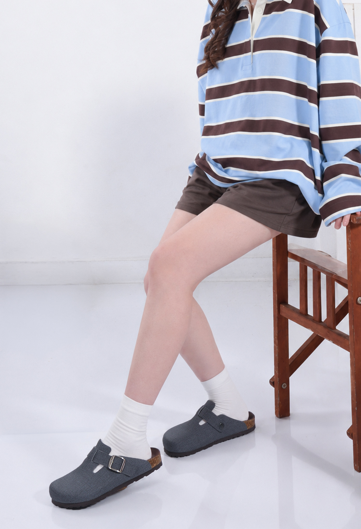 【女款】機能革穆勒拖履 石墨灰