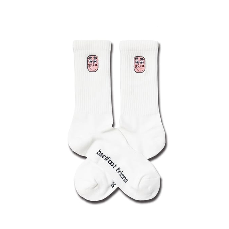 BFF Best Foot Friend Hyottoko Socks 火男 中筒襪 小腿襪 白 BFF-35 [台灣現貨]