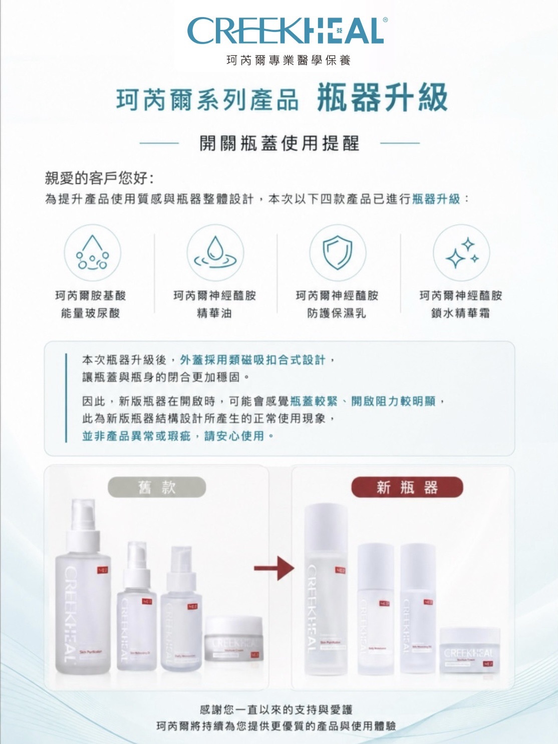 珂芮爾系列商品瓶器升級