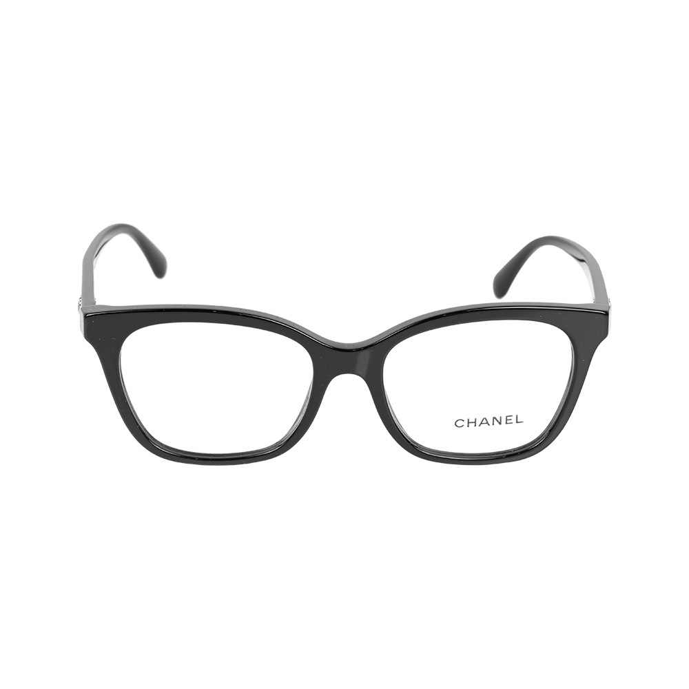 【CHANEL】愛心金字Logo 長方框眼鏡 52mm (黑色)