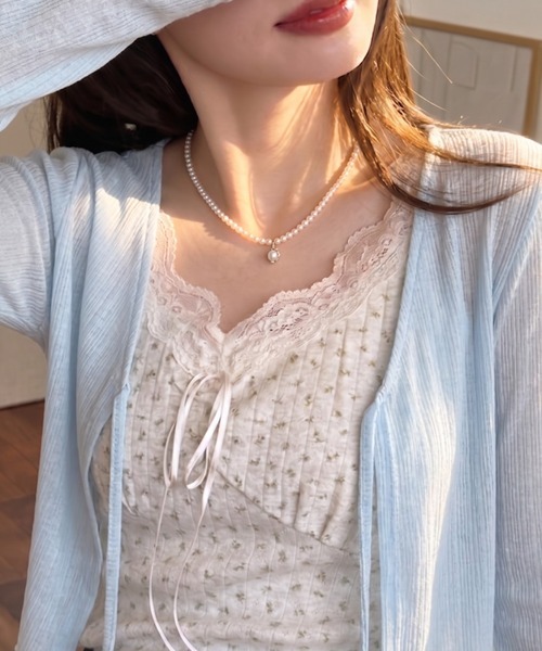 日本🇯🇵 Ada. 碎花蕾絲拼接無袖背心 蝴蝶結
