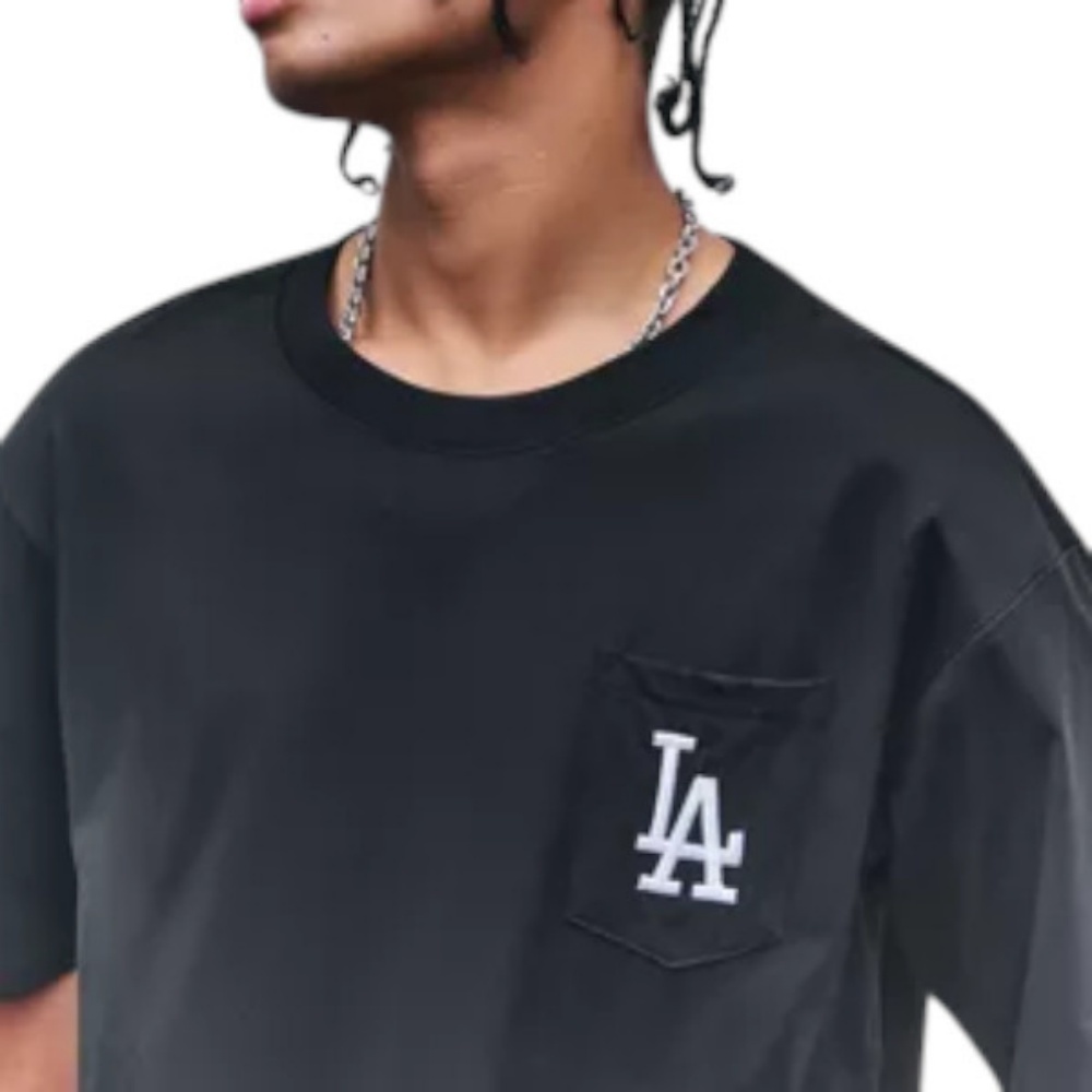 MLB 短T 洛杉磯道奇 黑色 口袋LOGO 短袖 T恤 MLBTS500001-BK2