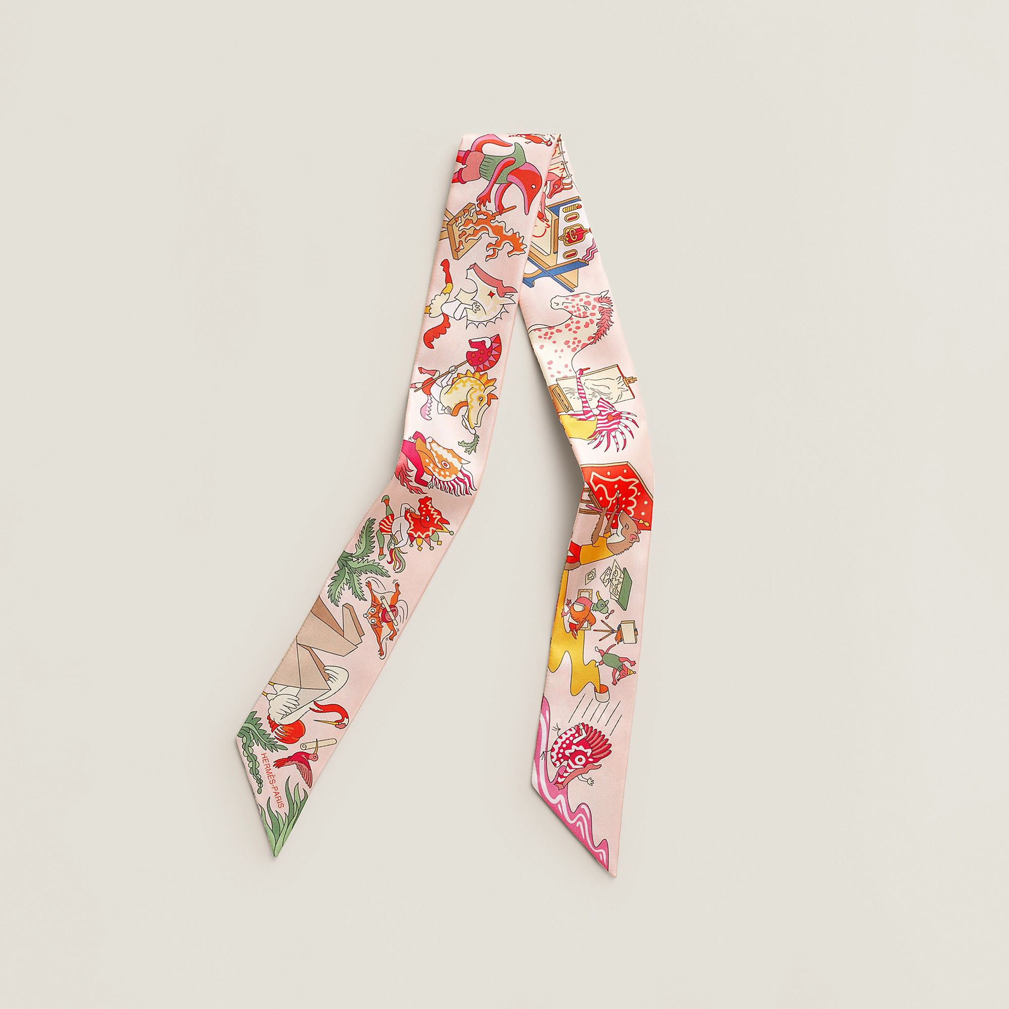 HERMES Academia Hippica Twilly Rose Nacre / Vert Amande