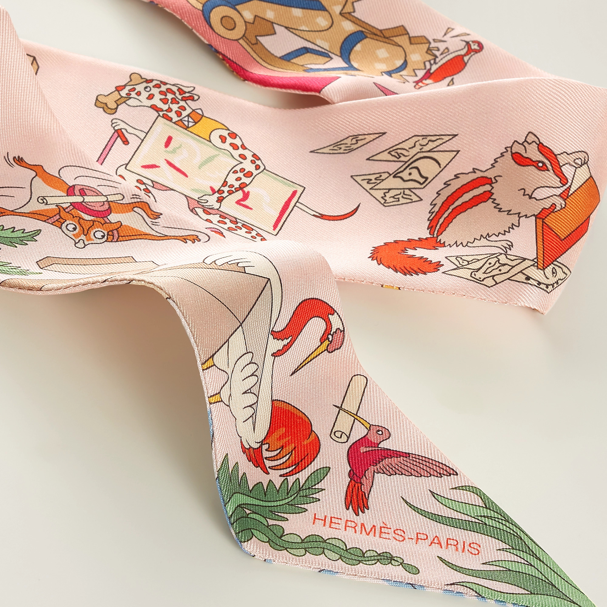 HERMES Academia Hippica Twilly Rose Nacre / Vert Amande