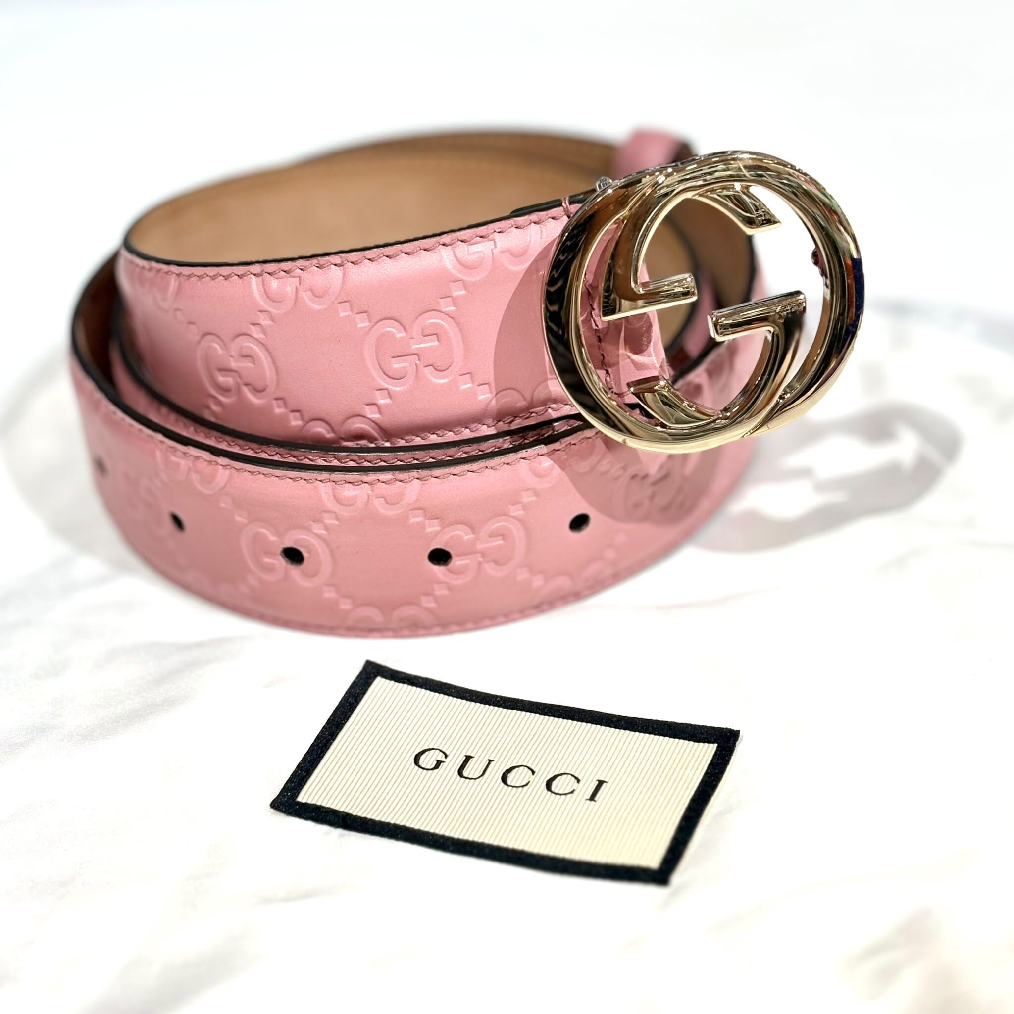 95%NEW二手GUCCI皮帶, 80碼, 3.5CM ,370543,粉紅色全皮金扣,GUCCI BELT, #香榭站正品