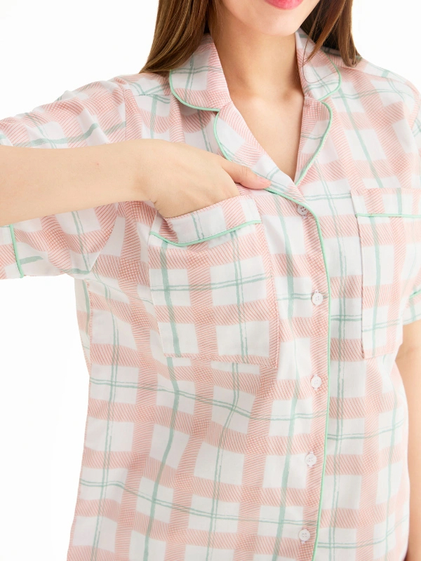 【Wilday Loft】Slip To Sleep泰國超紅‧免穿內衣睡衣＿鮭魚格子 Salmon Grids＿
