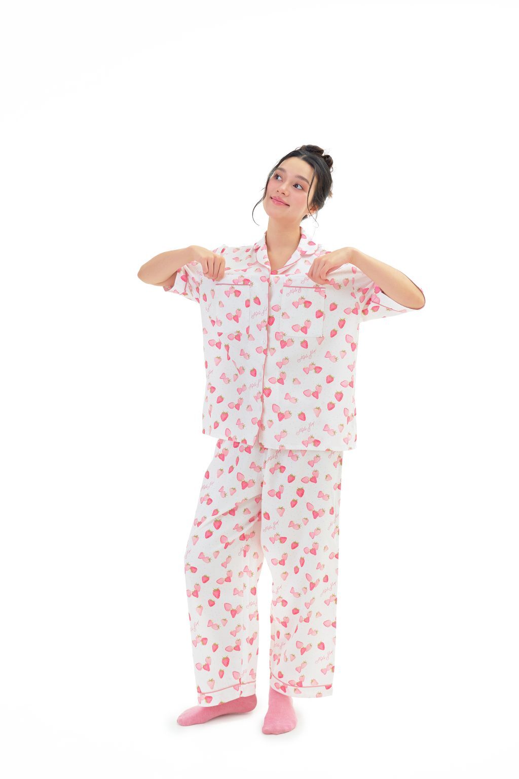 【Wilday Loft】Slip To Sleep泰國超紅‧免穿內衣睡衣＿草莓 Strawberry＿