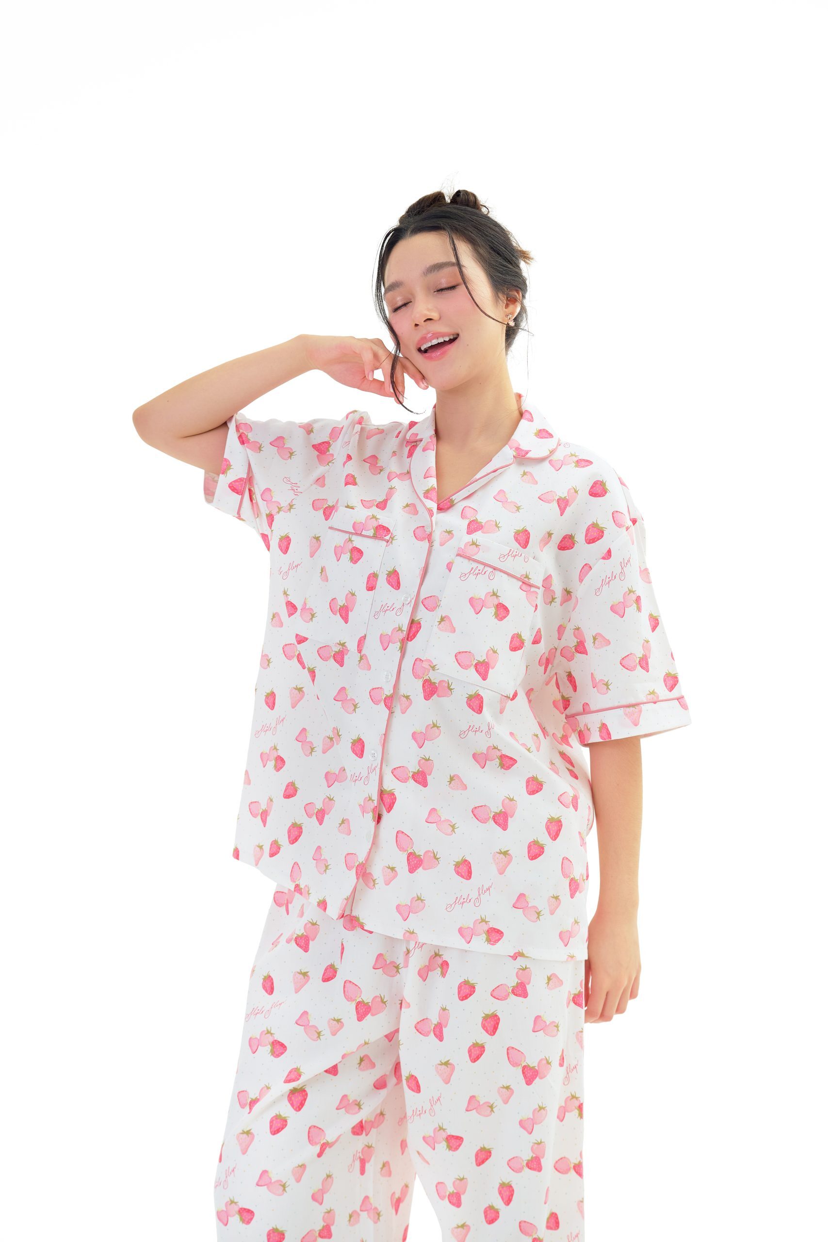 【Wilday Loft】Slip To Sleep泰國超紅‧免穿內衣睡衣＿草莓 Strawberry＿