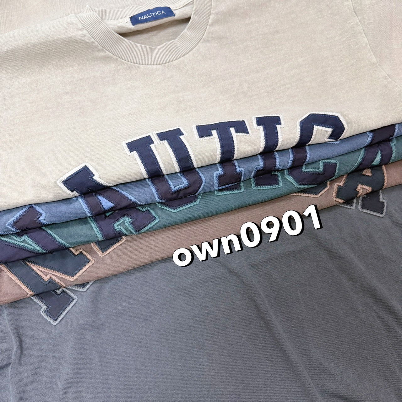 【OWN】Nautica 短袖 上衣 經典 大LOGO 水洗 復古 刷白 厚磅 落肩 不分男女 黑色 深藍 咖啡 奶茶 日本線🇯🇵