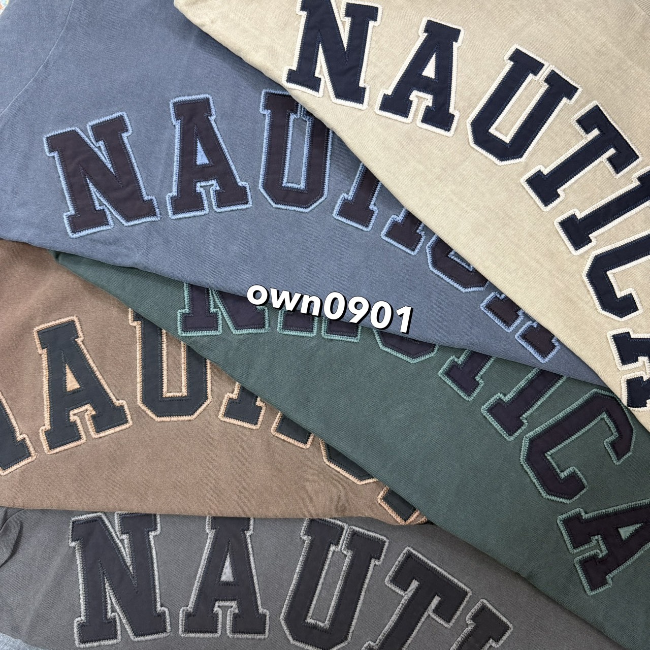 【OWN】Nautica 短袖 上衣 經典 大LOGO 水洗 復古 刷白 厚磅 落肩 不分男女 黑色 深藍 咖啡 奶茶 日本線🇯🇵