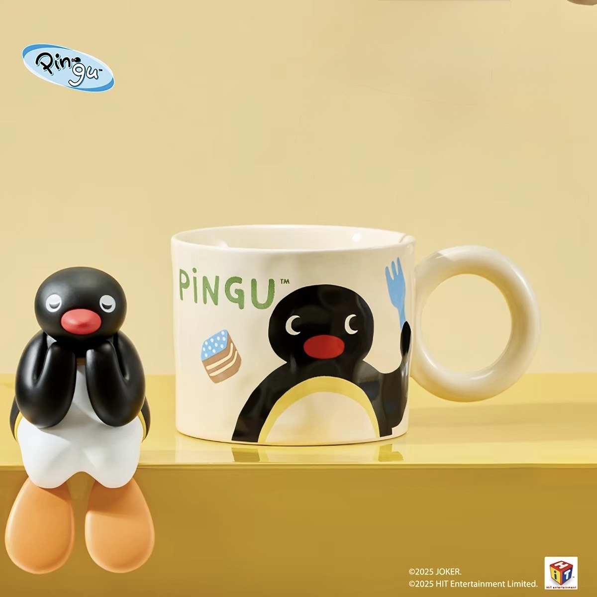 正版授權 PINGU 企鵝家族 陶瓷 大耳馬克杯 360ML
